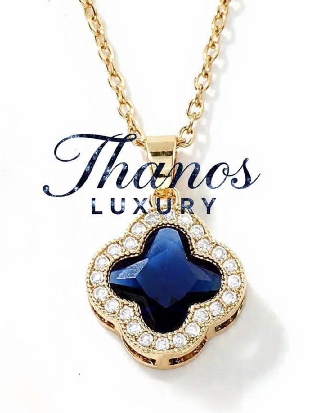 Blue Clover Pendant and Bracelet Set